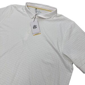 Under Armour Curry Micro Splash Polo Mens 3XL White Fitted Golf Shirt  NEW